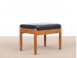 Mid-Century  modern scandinavian stool in teak an leather