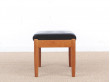 Mid-Century  modern scandinavian stool in teak an leather