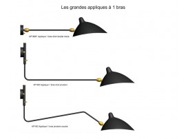 Grande applique Serge Mouille 1 bras pivotant courbe, nouvelle édition