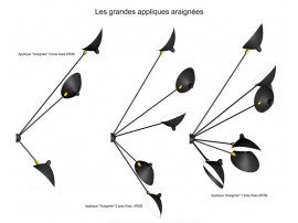 Grande applique "Araignée" 3, 5 ou 7 bras fixes de Serge Mouille, nouvelle édition