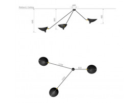 Wall sconce with rotating arms by Serge Mouille, new edition