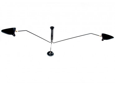 Ceiling lamp with 2 still arms or 3, 5 rotating arms by Serge Mouille, new edition