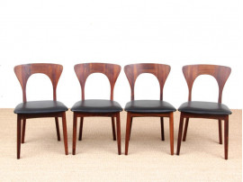 Mid-Century  modern scandinavian set of dining chairs  in Rio rosewood model "Peter"