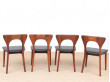 Mid-Century  modern scandinavian set of dining chairs  in Rio rosewood model "Peter"