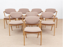 Mid-Century danish set of  8 Kai Kristiansen oak chairs, model 42. 