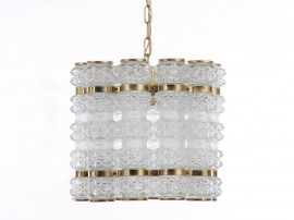Mid century modern cristal pendant light by Carl Fagerlund