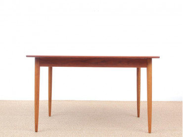 Mid-Century  modern scandinavian dining table in teak and oak, 4/8 seats, by Yngve Ekström