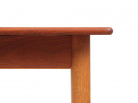 Mid-Century  modern scandinavian dining table in teak and oak, 4/8 seats, by Yngve Ekström