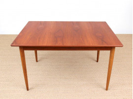 Mid-Century  modern scandinavian dining table in teak and oak, 4/8 seats, by Yngve Ekström