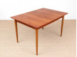 Mid-Century  modern scandinavian dining table in teak and oak, 4/8 seats, by Yngve Ekström