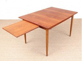 Mid-Century  modern scandinavian dining table in teak and oak, 4/8 seats, by Yngve Ekström