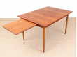 Mid-Century  modern scandinavian dining table in teak and oak, 4/8 seats, by Yngve Ekström