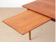 Mid-Century  modern scandinavian dining table in teak and oak, 4/8 seats, by Yngve Ekström