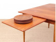 Mid-Century  modern scandinavian dining table in teak and oak, 4/8 seats, by Yngve Ekström