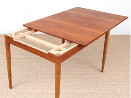 Mid-Century  modern scandinavian dining table in teak and oak, 4/8 seats, by Yngve Ekström