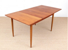 Mid-Century  modern scandinavian dining table in teak and oak, 4/8 seats, by Yngve Ekström