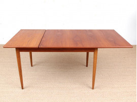 Mid-Century  modern scandinavian dining table in teak and oak, 4/8 seats, by Yngve Ekström