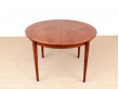 Mid-Century  modern scandinavian round dining table in teak, 4/8 seats