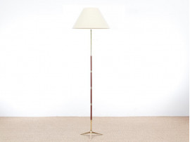 Mid-Century  modern scandinavian floor lamp in teak and brass