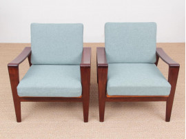 Mid-Century  modern scandinavian pair of lounge chairs model 35 by  Arne Wahl Iversen.