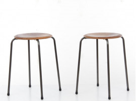 Mid-Century  modern scandinavian pair of teak stools.