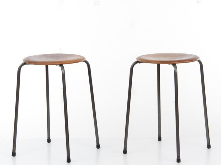 Mid-Century  modern scandinavian pair of teak stools.