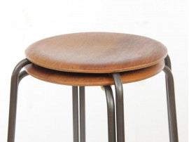 Mid-Century  modern scandinavian pair of teak stools.