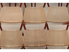 Mid-Century modern scandinavian set of 6 dining chairs in teak model 75 by Niels O.Møller