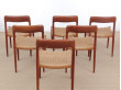 Mid-Century modern scandinavian set of 6 dining chairs in teak model 75 by Niels O.Møller