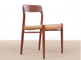 Mid-Century modern scandinavian set of 6 dining chairs in teak model 75 by Niels O.Møller