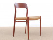 Mid-Century modern scandinavian set of 6 dining chairs in teak model 75 by Niels O.Møller