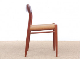 Mid-Century modern scandinavian set of 6 dining chairs in teak model 75 by Niels O.Møller