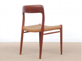 Mid-Century modern scandinavian set of 6 dining chairs in teak model 75 by Niels O.Møller