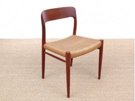 Mid-Century modern scandinavian set of 6 dining chairs in teak model 75 by Niels O.Møller