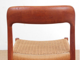 Mid-Century modern scandinavian set of 6 dining chairs in teak model 75 by Niels O.Møller