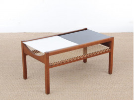 Mid-Century modern scandinavian coffee table with plexiglass top. 