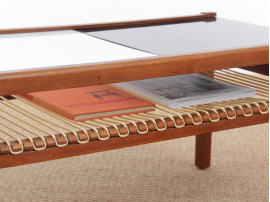 Mid-Century modern scandinavian coffee table with plexiglass top. 