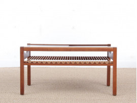 Mid-Century modern scandinavian coffee table with plexiglass top. 