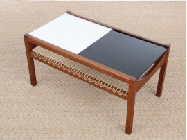 Mid-Century modern scandinavian coffee table with plexiglass top. 