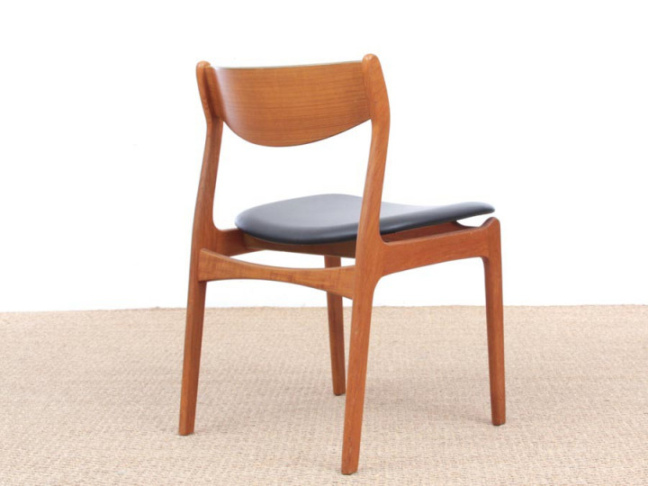 4 chaises Farstrup scandinaves vintage teck skaï noir – design danois – Aux Objets Trouvés