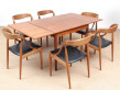 Table de repas scandinave carrée en teck à rallonges 4/6 personnes