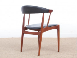 Fauteuil scandinave en teck et skaï