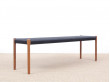 Mid-Century  modern scandinavian bench model n°63 by Niels Møller, teak and black paper cord 150 cm