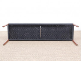 Mid-Century  modern scandinavian bench model n°63 by Niels Møller, teak and black paper cord 150 cm