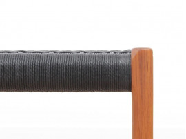 Mid-Century  modern scandinavian bench model n°63 by Niels Møller, teak and black paper cord 150 cm