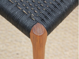 Mid-Century  modern scandinavian bench model n°63 by Niels Møller, teak and black paper cord 150 cm