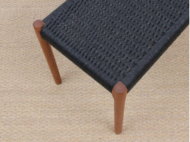 Mid-Century  modern scandinavian bench model n°63 by Niels Møller, teak and black paper cord 150 cm