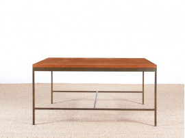 Mid-Century modern  square coffee table in teak and brass by Paul Mc Cobb