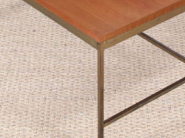 Mid-Century modern  square coffee table in teak and brass by Paul Mc Cobb