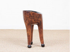 Tabouret tripode. Pièce unique signée du Sculpteur français Yvon